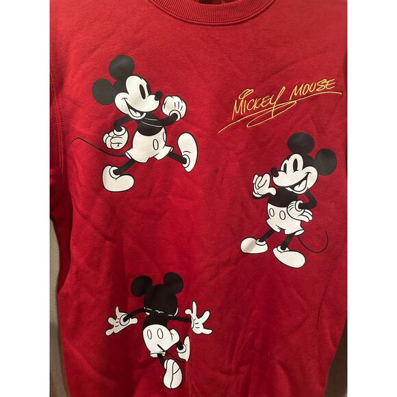 NWOT Disney Mickey Mouse Signature Red Crewneck Sweatshirt XS - Picture 2 of 5